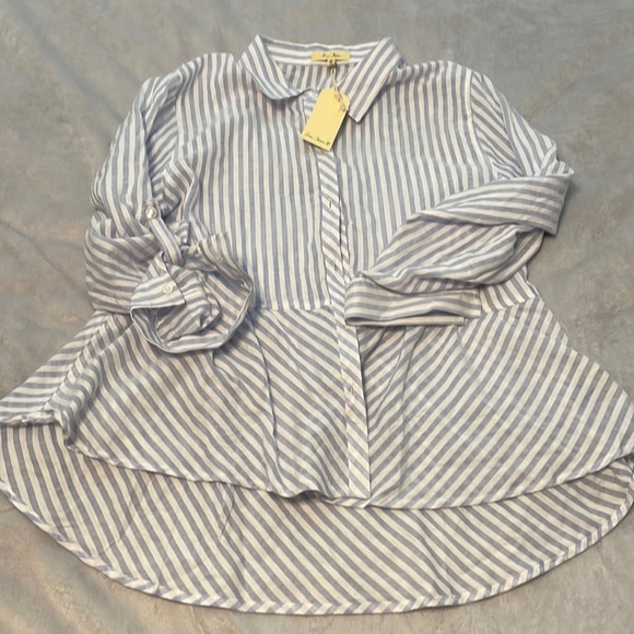 Love Notes Tops - NWT blue and white stripe blouse